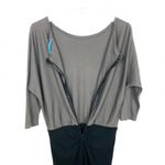 Alice + Olivia Batwing Dress Dolman Sleeve Ruched Midi Skirt Gray Black Medium Photo 8