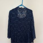 Alex Evenings  Navy Blue Lace Sequin Midi Wedding Guest Dress and Jacket Size 14 Photo 13