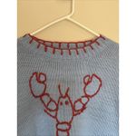 Bailey Rose Blue Knit Pullover Sweater Red Lobster Whipstitch Trim Womens Medium Photo 3