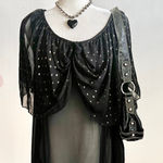 Vintage Black Polka Dot Mesh Top‎ Sheer Y2K 2000s Glam Coquette Clubwear XL Photo 0