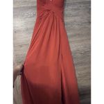 Azazie Paprika A line Pleated Chiffon Long Dress Farren Bridesmaid Formal Orange Size 6 Photo 6