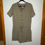 Andrew Marc Sport Women's Striped Knit Short-Sleeve Romper olive green size M Photo 3