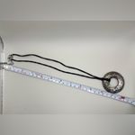 Lia Sophia  Round Mosaic Mother of Pearl Pendant Necklace Black Suede Cord Photo 3