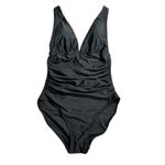 J.Crew Factory One Piece Swimsuit Women's Small Black V Photo 2