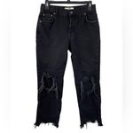 Free People NEW Maggie Mid Rise Distressed Wide Leg Jeans in Washed Black Sz 25 Photo 1
