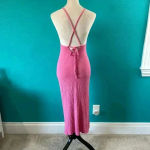 Reformation  Brant Dress Candy Pink Open Back V-Neck Midi Party Slim Size XS Photo 3
