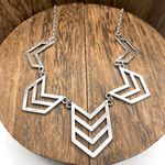 Silver Chevron Geometric Pendant Necklace Modern Boho Festival Coastal Cowgirl Photo 1