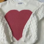 Miss Sparkling Heart Patterned White and Red Sweater Size Medium Photo 5