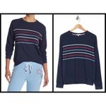 P.J. Salvage 💕💕 Long Sleeve Pajama Top Navy Blue Striped Loungewear XL NWT Photo 2