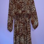Ashley Stewart NEW Size 22/24 Maxi Dress Leopard Print Long Sleeve Lace Up Photo 5
