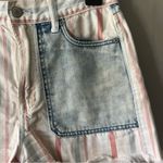 American Eagle  High Waist Cut-Off Striped Patchwork Denim Mom Shorts Size 2 Photo 1