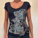 Y2k sequin hibiscus top super Blue Size XS Photo 1