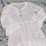 None White boho crochet knit swim cover up dress Photo 2