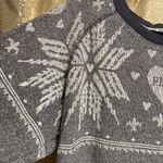PINK - Victoria's Secret  Gray White Snowflake Holiday Sweater, Oversized Small Photo 2