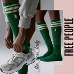 Free People knee high socks ribbed embroidered buti logo striped Photo 3