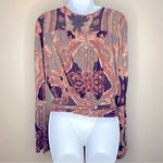 Free People Fiona Jersey Wrap Paisley Bell Sleeve Top Size XS Photo 6