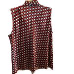 Anne Klein  Red Black Houndstooth Sleeveless Secretary Blouse Satin Bow Collar Photo 9