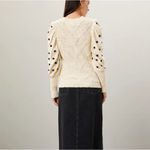 Marie Oliver White Balloon Sleeve Sweater XL Cottage Cotton Bobble Designer $258 Photo 3