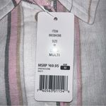 Gap Linen Shirt Women Med Pink Gray Stripe Button LSleeve Linen Blend NWT Photo 3