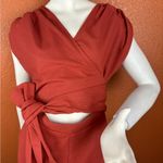 FKSP Rosé" Rust Wrap Linen Jumpsuit with side pockets Size Small. A18 Brown Photo 7