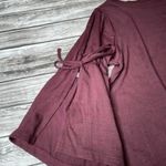 Loft Casual Knit Shirt Blouse Top Crewneck Tie Slit Mid Sleeves Burgundy XXS 2XS Photo 5