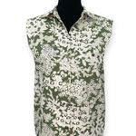 Gerard Darel | Size 1 | Carmel Printed Sleeveless Button-Down Top in Khaki Green Photo 4