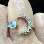 Inlaid Moonstone Moon and Earth Ring One Size Photo 8