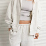 Aerie  White Oversized Full Zip Hoodie Photo 0