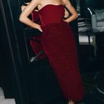 H&M  EDITION | Party Formal Dress Gown Red Tulle Ruffle Bandeau Strapless | XL Photo 1