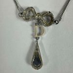 Christian Dior Letter “D” Y-Drop Silver Tone Rhinestone Pendant Necklace Photo 0