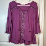 Style & Co  Fuschia Embroidered Bohemian Blouse Peasant Size Med EUC #0585-OC Photo 1