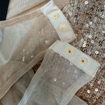 Lulus Evening of Wonder Gold Sequin Cowl Back Bodysuit size XS NEW Photo 10