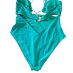 River Island Emerald Green Strappy One Piece Swimsuit with Gold-Tone Accents 12 Photo 3