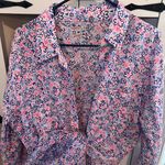 Lilly Pulitzer NWOT Sea View Linen Floral Button-Up Shirt Photo 13