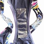 Trina Turk  Women's Navy Floral Bikini Bottom Size 10 Side Strap Gold Accent Swim Photo 13