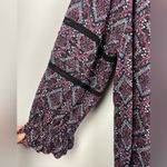 Lane Bryant Lane Bryant Black Purple Boho Floral Diamond Top Photo 3