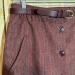 Classique Works Vintage Purple Red Tweed Wool Belted Midi Button Up Skirt Size undefined Photo 5