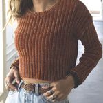 Papaya Cropped Knit Sweater  Photo 0