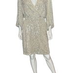 Eliza J  Sequined Blouson Shift Dress Silver Women’s Sz 10 NWT Photo 1