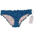 Shade & Shore NWT Womens  Teal Ruffled Low Coverage Cheeky Bikini Bottom - Sz M Photo 1