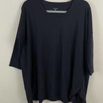 Garnet Hill Garnet‎ Hill Oversized Organic Cotton Relaxed Blouse Ruffle Slits Black Size S Photo 0