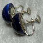 Vintage Screw back Blue Glass Dome Earrings Women Accessory Classic Work Casual Photo 4