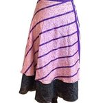 Vintage Pink & Purple 2 Layered Wrap Around Skirt With Black Lace Trim OS READ Size undefined Photo 2