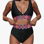 NWT Black and Multicolor Women's Swimwear Set Photo 13