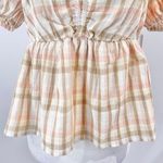 BP New Plaid Sweetheart Neck Peplum Puff Sleeve Photo 8