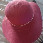 None Red Sun Hat 80% Paper 20% Polyester made in China with rope tie decoration. Photo 3