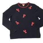J.Crew NWT Cashmere Crewneck Sweater in Ink Navy Flying Lobsters Print XS Photo 2