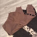 PINK - Victoria's Secret 🤎VS•PINK Brown/Coffee Reversible Fleece Campus SweatPants•Size:L🤎 Photo 0