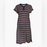 Madewell Striped Navy Orange Pink Henley Dress NWT Size Small Hemp Cotton Blend Photo 4
