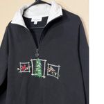 Breckenridge  Black Embroidered Christmas Quarter Zip Sweatshirt 1X Photo 1